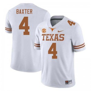 Men's CJ Baxter White Texas Longhorns #4 Football Game Jersey 251872-914