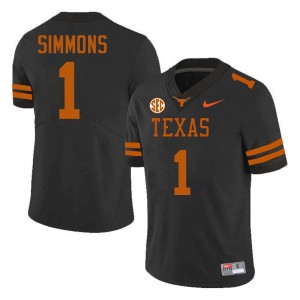 Men's Colin Simmons Black Texas Longhorns #1 Football Limited Jersey 878616-221