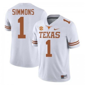 Men's Colin Simmons White Texas Longhorns #1 Football University Jersey 803230-332
