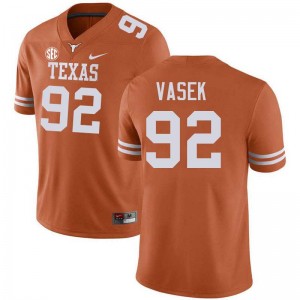 Mens Colton Vasek Texas Orange Texas Longhorns #92 Football Player Jersey 223278-566