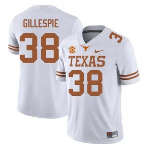 Mens Graham Gillespie White Texas Longhorns #38 Football Embroidery Jersey 749360-610