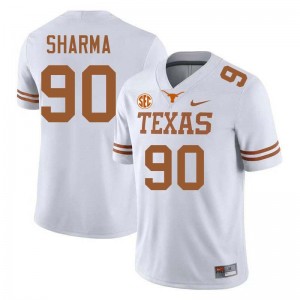 Mens Josiah Sharma White Texas Longhorns #90 Football Stitched Jersey 480234-977