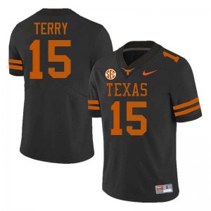 Men's Justus Terry Black Texas Longhorns #15 Football Embroidery Jersey 463058-545