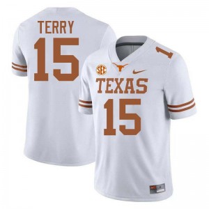 Mens Justus Terry White Texas Longhorns #15 Football NCAA Jersey 784303-522