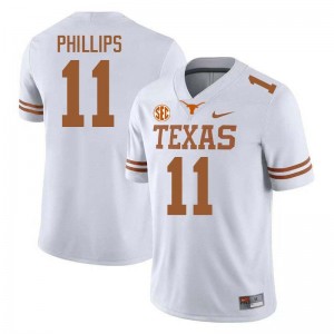 Men Kade Phillips White Texas Longhorns #11 Football Stitched Jersey 546312-307