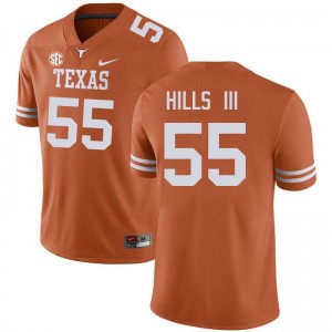 Men Melvin Hills III Texas Orange Texas Longhorns #55 Football Replica Jersey 217488-470