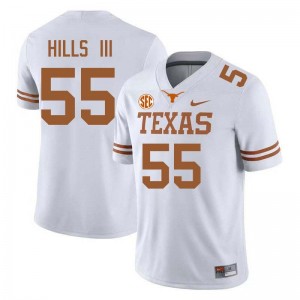 Mens Melvin Hills III White Texas Longhorns #55 Football Replica Jersey 391953-582
