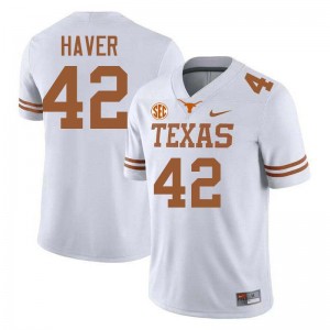 Men Tate Haver White Texas Longhorns #42 Football Stitched Jersey 923665-592