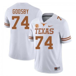 Mens Trevor Goosby White Texas Longhorns #74 Football Official Jersey 257209-290
