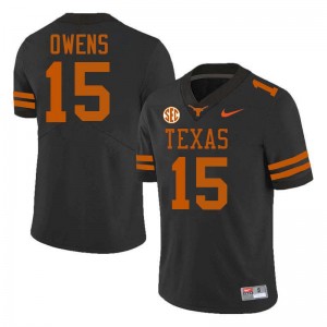 Men Trey Owens Black Texas Longhorns #15 Football Official Jersey 878018-231