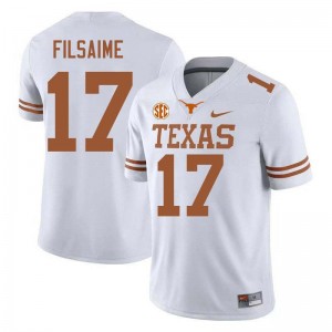 Mens Xavier Filsaime White Texas Longhorns #17 Football High School Jersey 905555-224