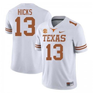 Men's Zelus Hicks White Texas Longhorns #13 Football Embroidery Jersey 998631-541