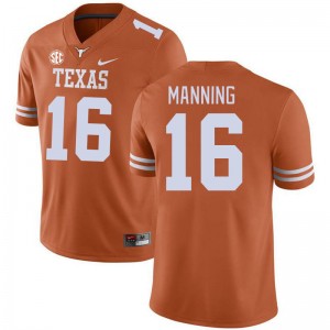 Mens Arch Manning Texas Orange Texas Longhorns #16 SEC Conference Stitched Jersey 335363-524