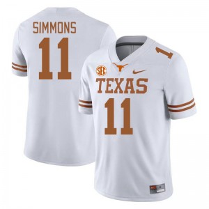 Mens Colin Simmons White Texas Longhorns #11 SEC Conference Embroidery Jersey 374990-968