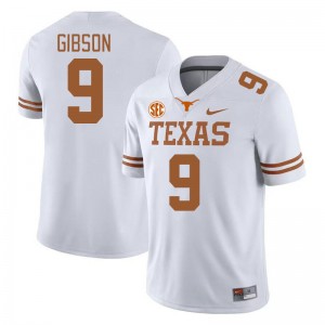 Mens Jerrick Gibson White Texas Longhorns #9 SEC Conference Player Jersey 403011-681