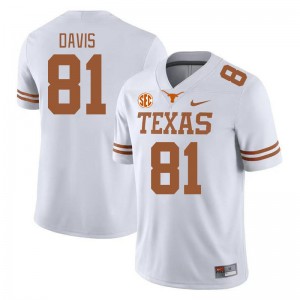Mens Juan Davis White Texas Longhorns #81 SEC Conference High School Jersey 655929-985