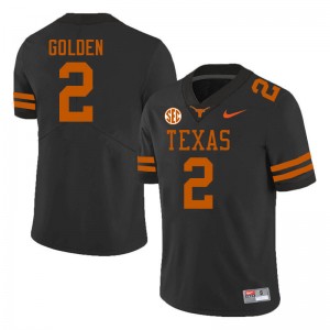 Mens Matthew Golden Black Texas Longhorns #2 SEC Conference University Jersey 703295-344