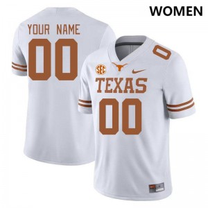 Womens Custom White Texas Longhorns #00 SEC Conference Stitched Jersey 526328-696