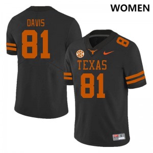 Women's Juan Davis Black Texas Longhorns #81 SEC Conference Alumni Jersey 536895-808