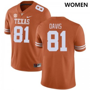 Women Juan Davis Texas Orange Texas Longhorns #81 SEC Conference Game Jersey 107539-625