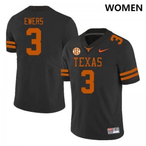 Women Quinn Ewers Black Texas Longhorns #3 SEC Conference University Jersey 684286-225