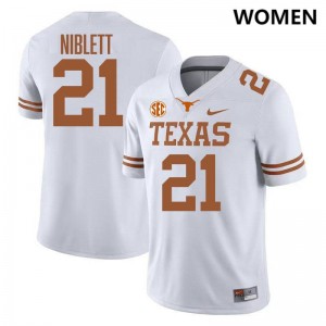 Women Ryan Niblett White Texas Longhorns #21 SEC Conference Alumni Jersey 275127-553