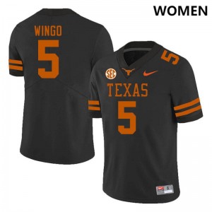 Women's Ryan Wingo Black Texas Longhorns #5 SEC Conference 2025 Jersey 510111-669
