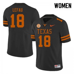Women Liona Lefau Black Texas Longhorns #18 SEC Conference 2025 Jersey 698293-839