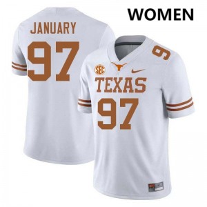 Women's Alex January White Texas Longhorns #97 Football Game Jersey 137631-227