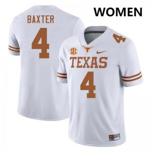 Womens CJ Baxter White Texas Longhorns #4 Football 2025-26 Jersey 271477-309