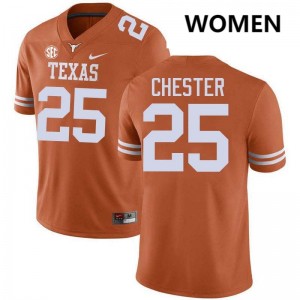 Women's Caleb Chester Texas Orange Texas Longhorns #25 Football Stitched Jersey 468102-344