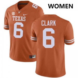Women Christian Clark Texas Orange Texas Longhorns #6 Football Player Jersey 575831-783
