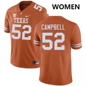 Womens DJ Campbell Texas Orange Texas Longhorns #52 Football Game Jersey 318624-812