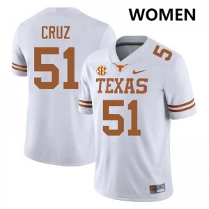 Women Daniel Cruz White Texas Longhorns #51 Football Limited Jersey 824720-217
