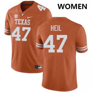Women Gehrig Heil Texas Orange Texas Longhorns #47 Football Game Jersey 163693-886