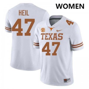 Women Gehrig Heil White Texas Longhorns #47 Football 2025 Jersey 529339-624