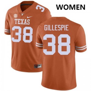 Women Graham Gillespie Texas Orange Texas Longhorns #38 Football Alumni Jersey 124798-459