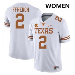 Women's Jaime Ffrench White Texas Longhorns #2 Football Replica Jersey 495900-452