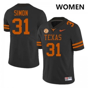 Women James Simon Black Texas Longhorns #31 Football Limited Jersey 489323-181