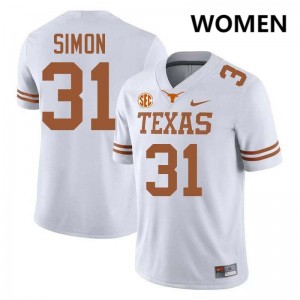 Women James Simon White Texas Longhorns #31 Football NCAA Jersey 593974-158