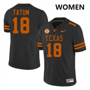Womens Joe Tatum Black Texas Longhorns #18 Football Alumni Jersey 440809-475