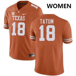 Womens Joe Tatum Texas Orange Texas Longhorns #18 Football Limited Jersey 424184-770