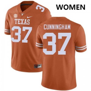 Women Jonathan Cunningham Texas Orange Texas Longhorns #37 Football NCAA Jersey 495946-734