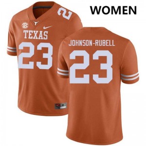 Womens Jordon Johnson-Rubell Texas Orange Texas Longhorns #23 Football University Jersey 704885-965