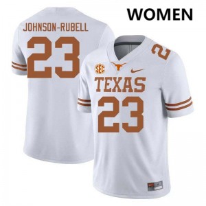 Womens Jordon Johnson-Rubell White Texas Longhorns #23 Football Replica Jersey 122829-891