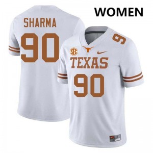 Womens Josiah Sharma White Texas Longhorns #90 Football NCAA Jersey 702203-615