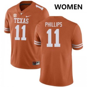 Women Kade Phillips Texas Orange Texas Longhorns #11 Football Game Jersey 371634-299