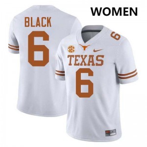 Women's Kobe Black White Texas Longhorns #6 Football NCAA Jersey 458721-498