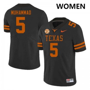 Womens Malik Muhammad Black Texas Longhorns #5 Football Game Jersey 767106-268