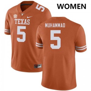 Womens Malik Muhammad Texas Orange Texas Longhorns #5 Football Alumni Jersey 502968-853